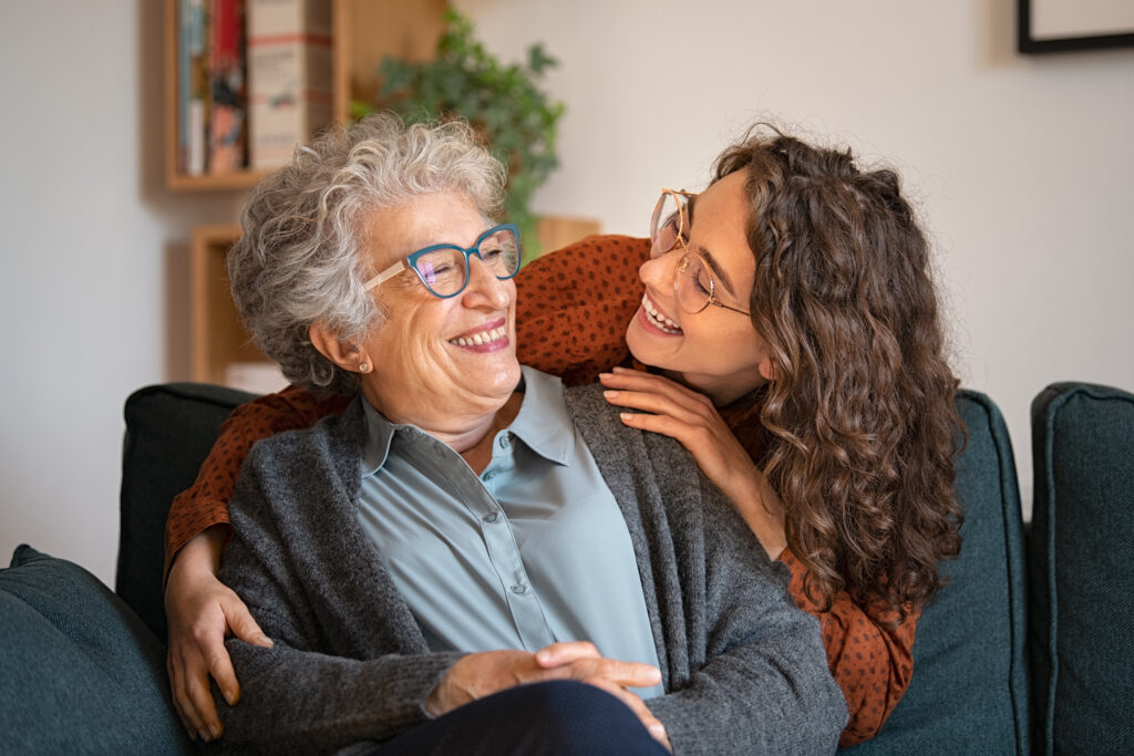 Résidente ehpad avec famille