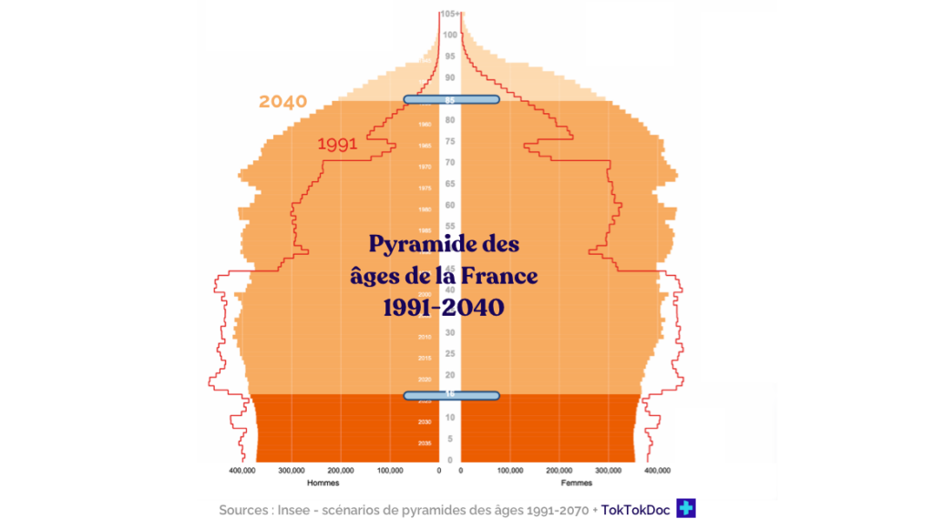 Pyramide des âges de la France  1991-2040