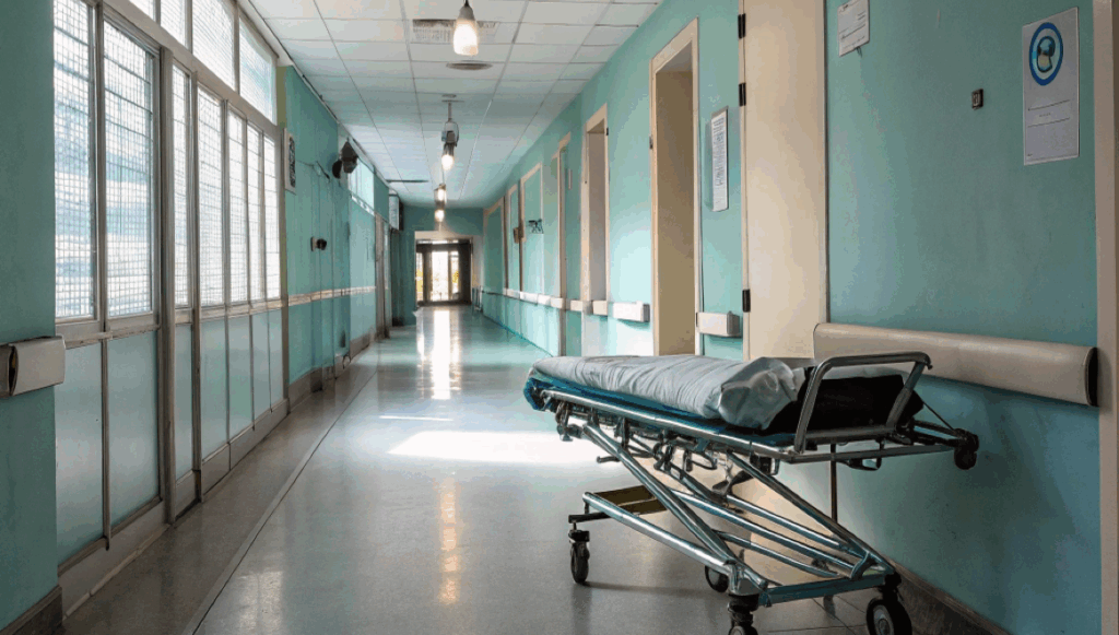 Un brancard vide dans un hôpital